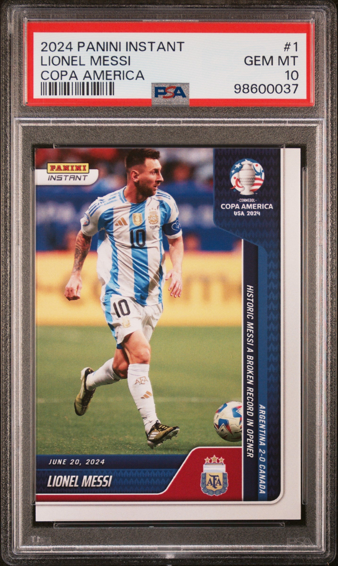Graded 2024 Panini Instant Lionel Messi #1 Copa America Soccer Card PSA 10 Gem Mint