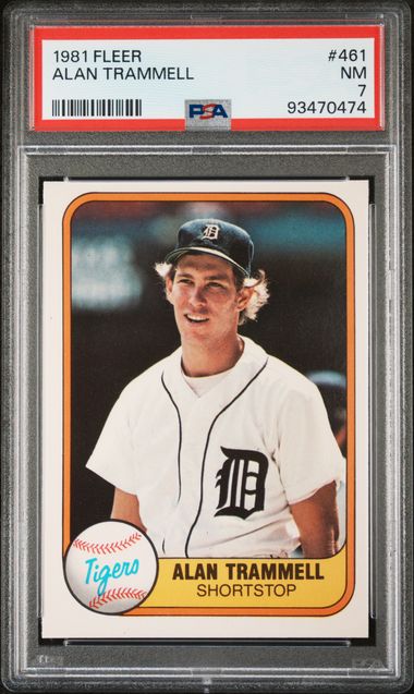 Graded 1981 Fleer Alan Trammell #461 Baseball Card PSA 7 Near Mint
