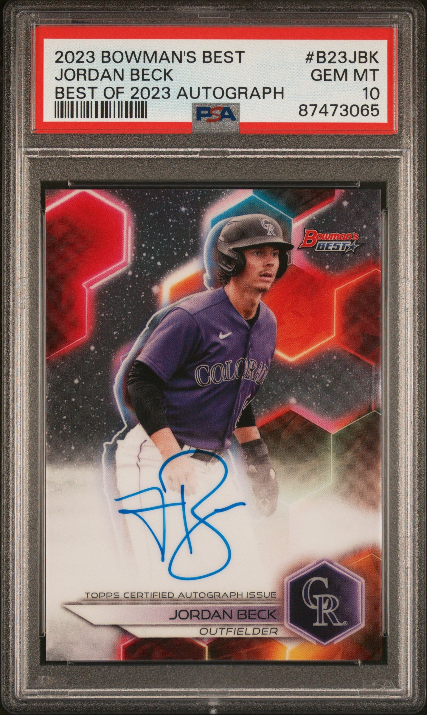 Graded 2023 Topps Bowmans Best Jordan Beck #B23JBK Best of 2023 Autograph Rookie RC Baseball Card PSA 10 Gem Mint