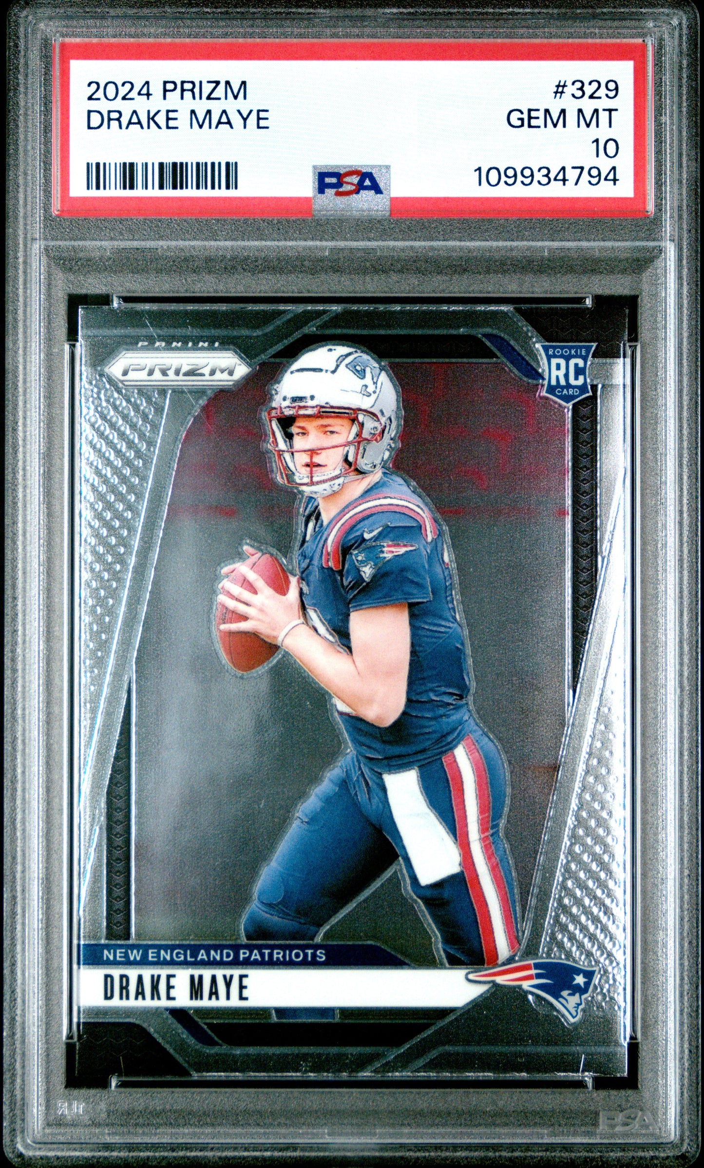 Graded 2024 Panini Prizm Drake Maye #329 Rookie RC Football Card PSA 10 Gem Mint