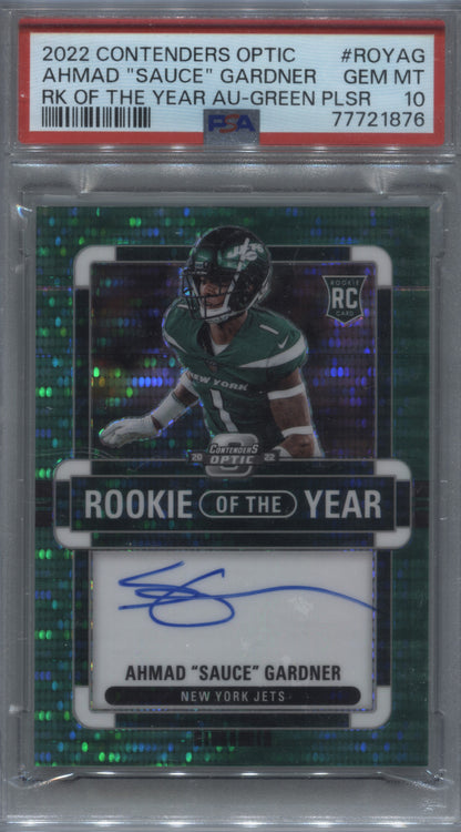2022 Contenders Optic Sauce Gardner ROY Green Pulsar Rookie Auto /30 PSA 10