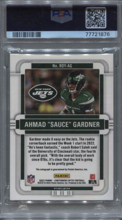 2022 Contenders Optic Sauce Gardner ROY Green Pulsar Rookie Auto /30 PSA 10