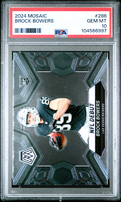 Graded 2024 Panini Mosaic Brock Bowers #286 Rookie RC Football Card PSA 10 Gem Mint