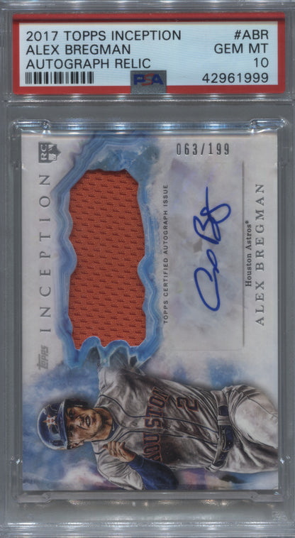 2017 Topps Inception Alex Bregman Rookie Patch Auto /199 PSA 10 Astros RC