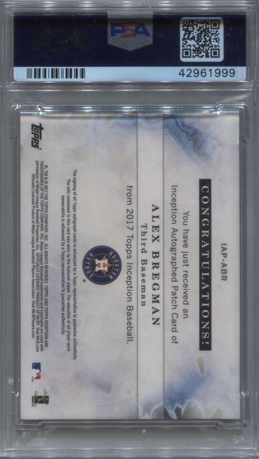 2017 Topps Inception Alex Bregman Rookie Patch Auto /199 PSA 10 Astros RC