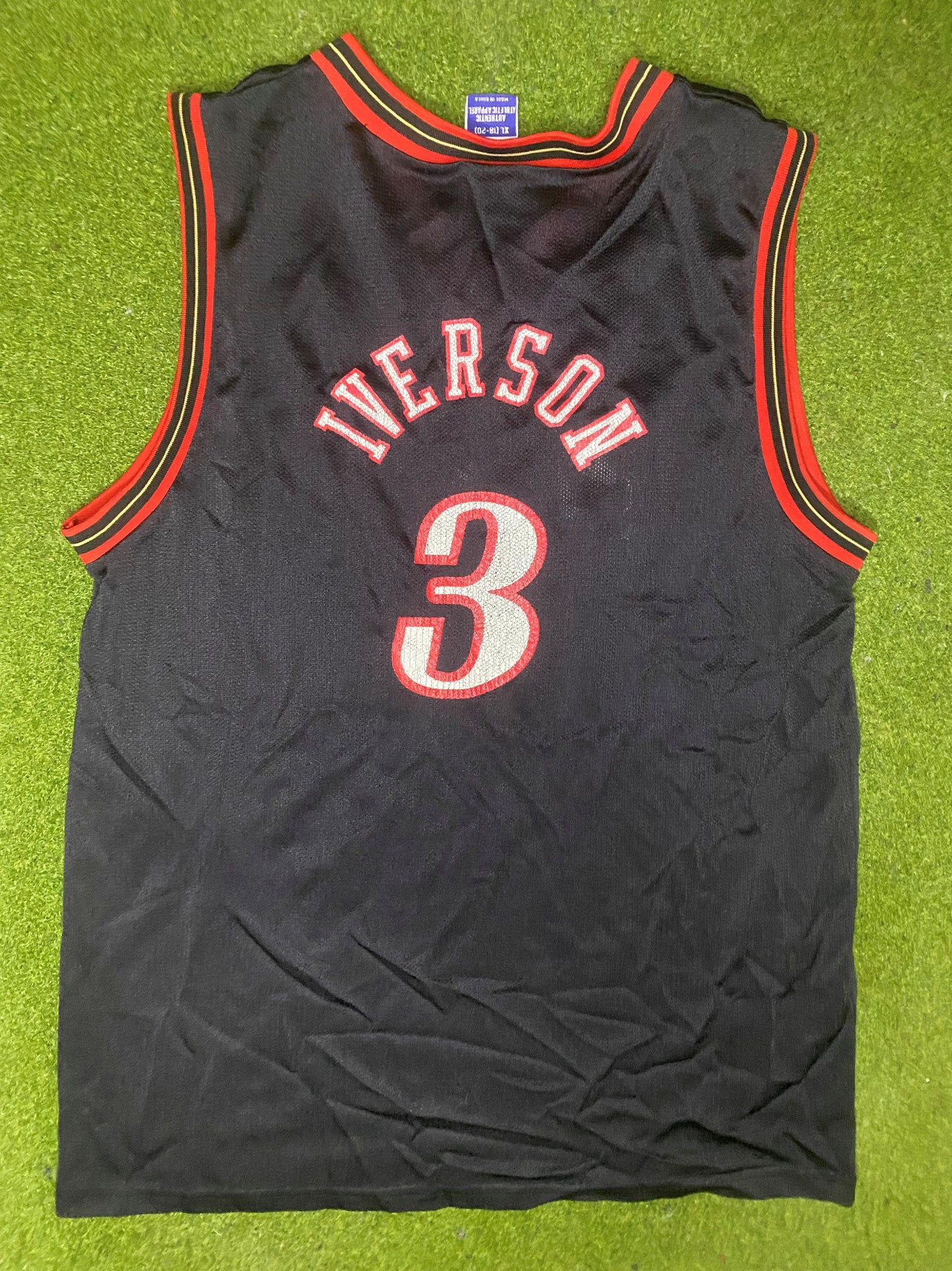 90s Philadelphia 76ers - Allen Iverson #3 - Champion - Vintage NBA Jersey (Youth XL) Gametime Vintage