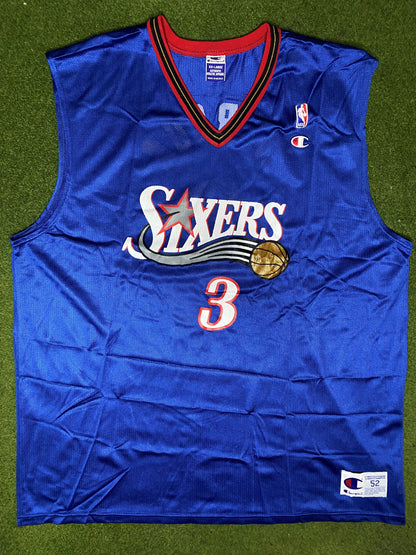 90s Philadelphia 76ers - Allen Iverson #3 - Champion - Vintage NBA Jersey (52)