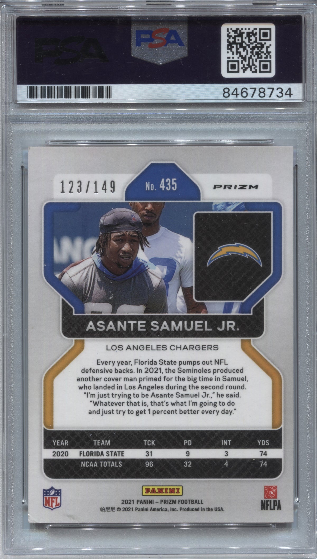 2021 Prizm Asante Samuel Jr. Red Wave /149 Signed Rookie PSA/DNA Auto 10