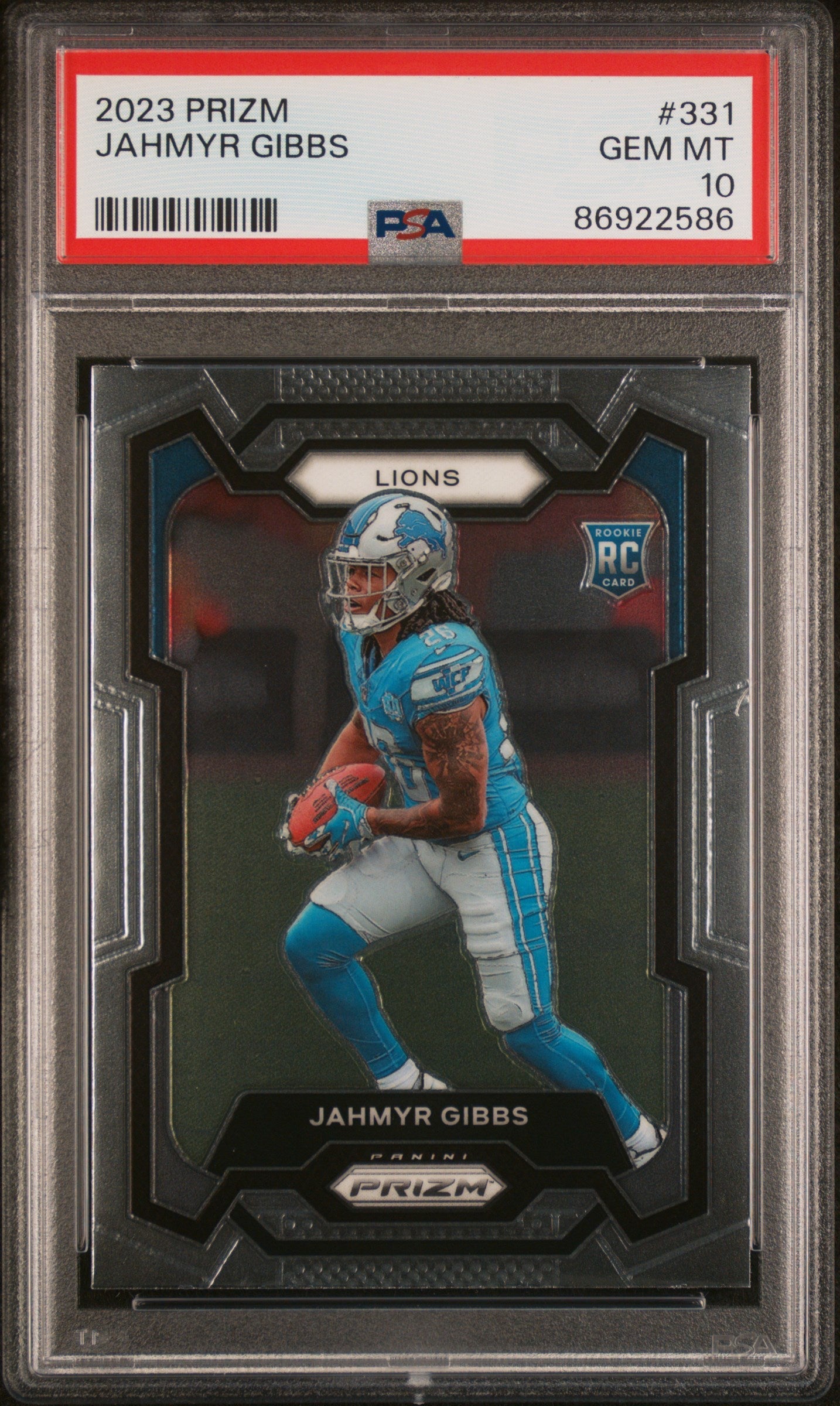 Graded 2023 Panini Prizm Jahmyr Gibbs #331 Rookie RC Football Card PSA 10 Gem Mint