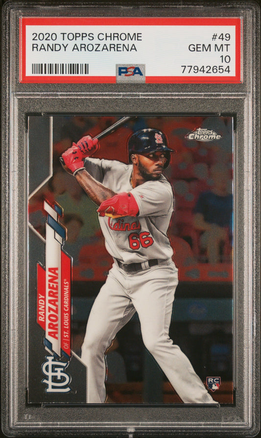 Graded 2020 Topps Chrome Randy Arozarena #49 Rookie RC Baseball Card PSA 10 Gem Mint
