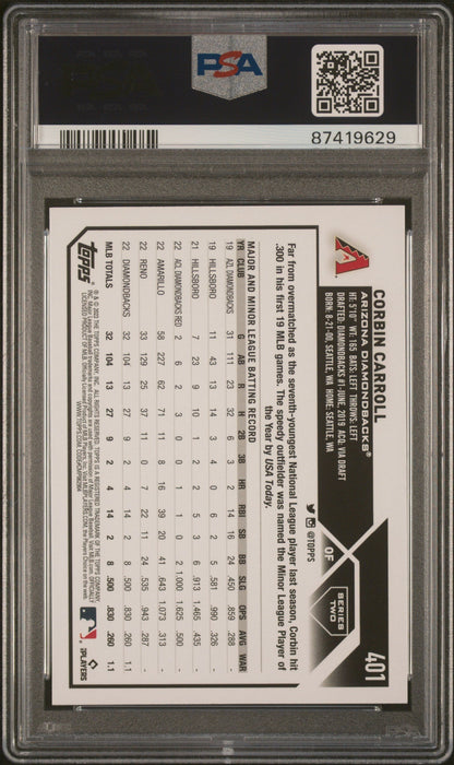 Graded 2023 Topps Corbin Carroll #401 Rainbow Rookie RC Baseball Card PSA 10 Gem Mint