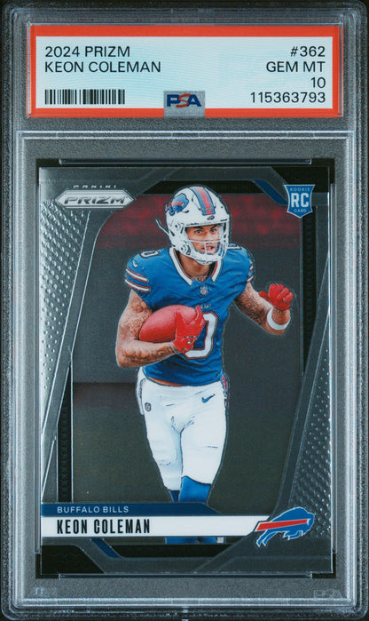 Graded 2024 Panini Prizm Keon Coleman #362 Rookie RC Football Card PSA 10 Gem Mint