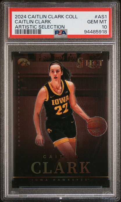 Graded 2024 Panini Caitlin Clark Collection Caitlin Clark #AS1 Artistic Selection Rookie RC Basketball Card PSA 10 Gem Mint