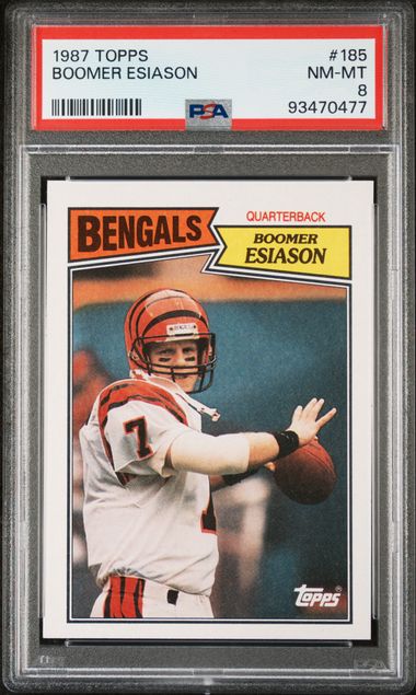 Graded 1987 Topps Boomer Esiason #185 2nd Year Football Card PSA 8 NM-MT