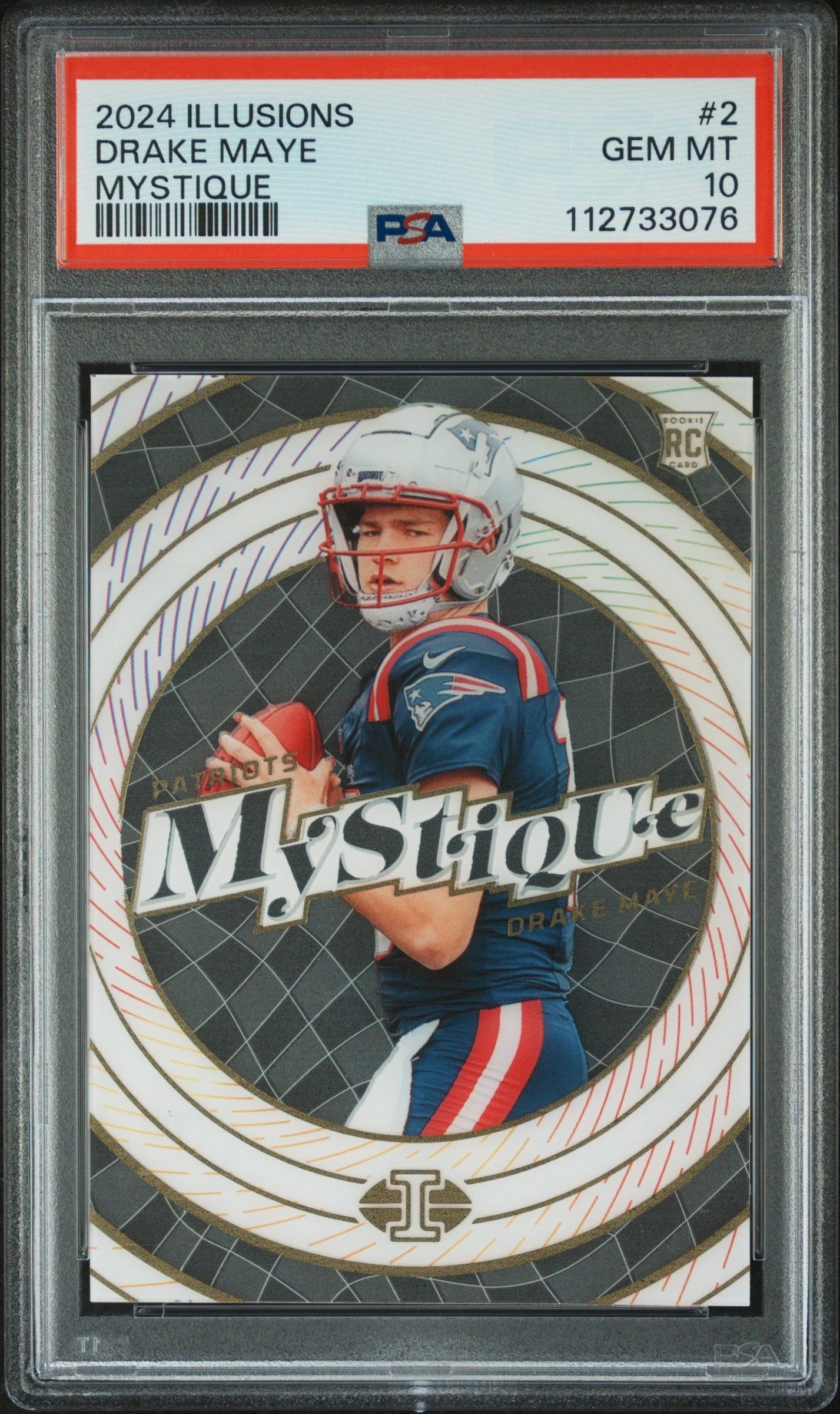 Graded 2024 Panini Illusions Drake Maye #2 Mystique Rookie RC Football Card PSA 10 Gem Mint