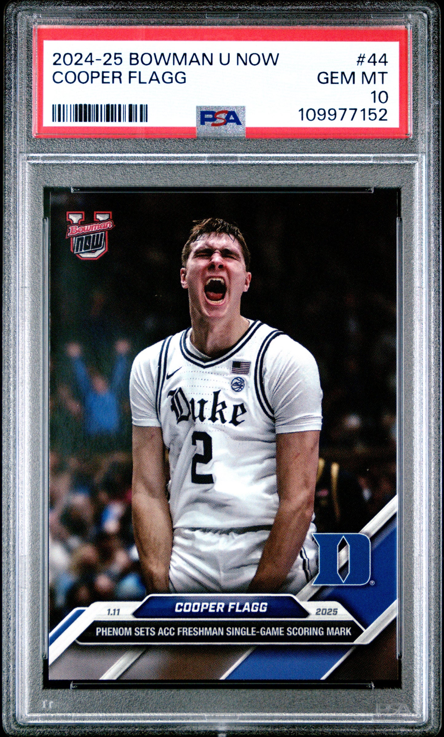 Graded 2024 Topps Bowman U Now Cooper Flagg #44 Rookie RC Basketball Card PSA 10 Gem Mint
