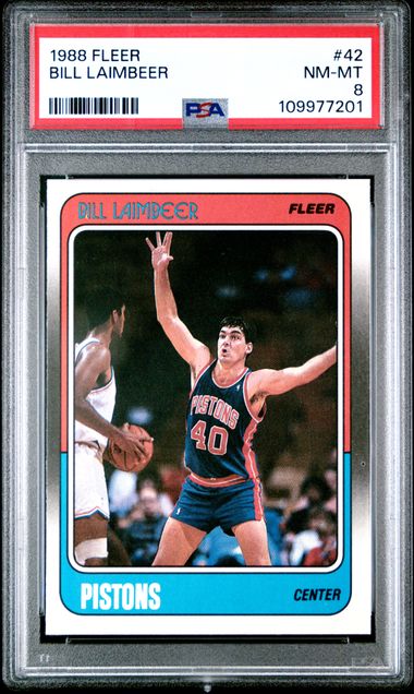 Graded 1988 Fleer Bill Laimbeer #42 Basketball Card PSA 8 NM-MT