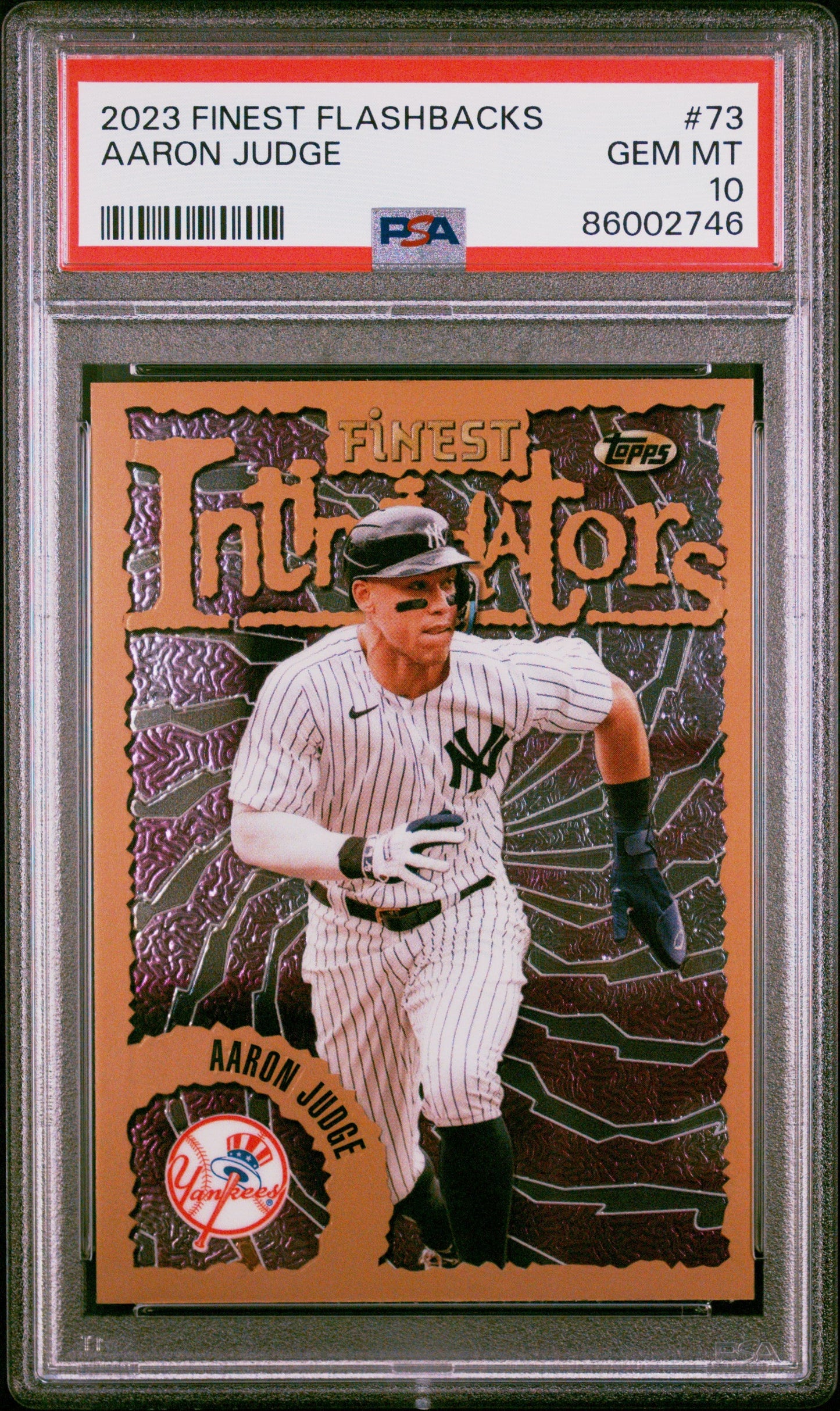 Graded 2023 Topps Finest Flashbacks Aaron Judge #73 Baseball Card PSA 10 Gem Mint