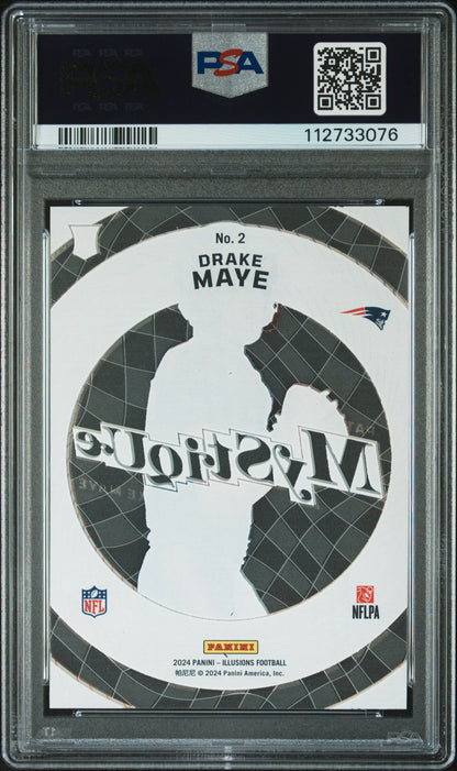 Graded 2024 Panini Illusions Drake Maye #2 Mystique Rookie RC Football Card PSA 10 Gem Mint