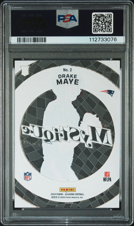 Graded 2024 Panini Illusions Drake Maye #2 Mystique Rookie RC Football Card PSA 10 Gem Mint