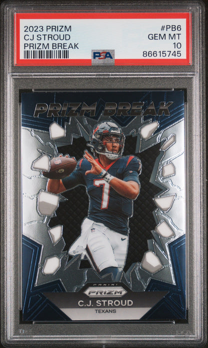 Graded 2023 Panini Prizm CJ Stroud #PB6 Prizm Break Rookie RC Football Card PSA 10 Gem Mint