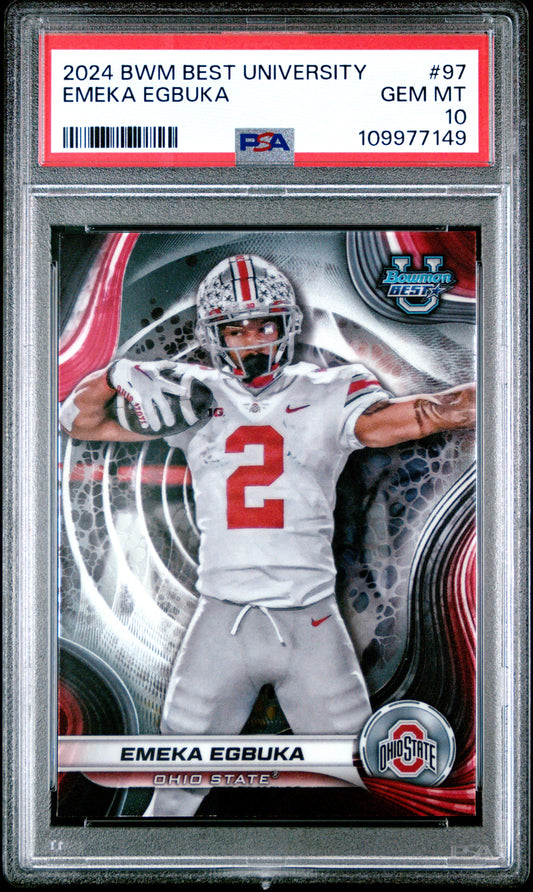 Graded 2024 Topps Bowman Best University Emeka Egbuka #97 Rookie RC Football Card PSA 10 Gem Mint