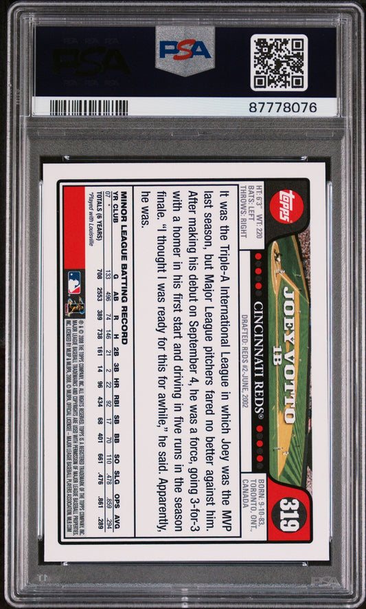 Graded 2008 Topps Joey Votto #319 Rookie RC Baseball Card PSA 10 Gem Mint