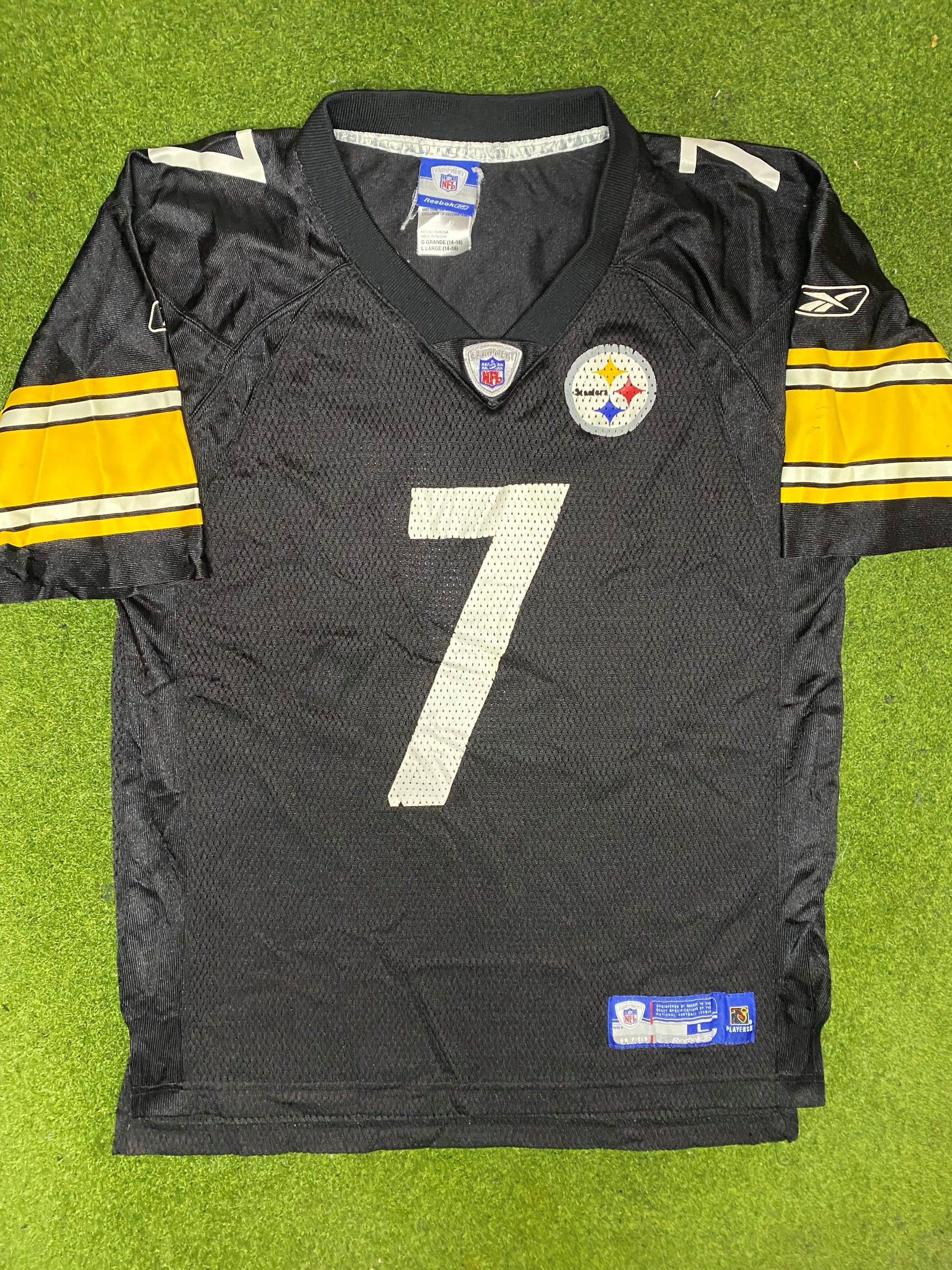 00s Pittsburgh Steelers - Ben Roethlisberger #7 - Reebok - Vintage NFL Jersey (Youth Large) 