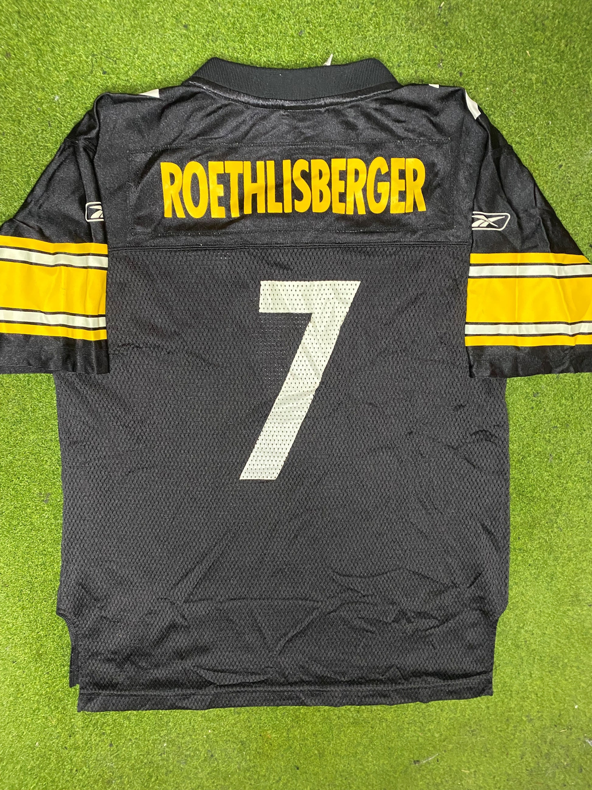 00s Pittsburgh Steelers - Ben Roethlisberger #7 - Reebok - Vintage NFL Jersey (Youth Large) 