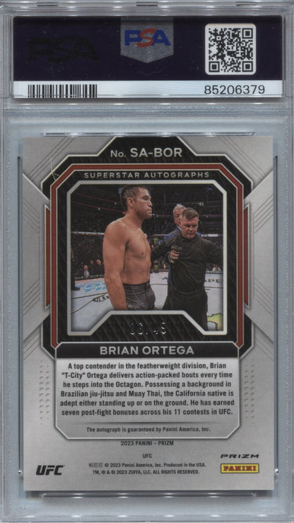 2023 Panini Prizm UFC Brian Ortega Blue Prizm Superstar Auto /49 #SA-BOR PSA 10