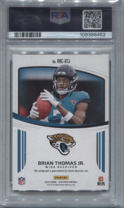2024 Panini Certified Brian Thomas Jr Gold Mirror Rookie Auto /25 PSA/DNA Auto 10