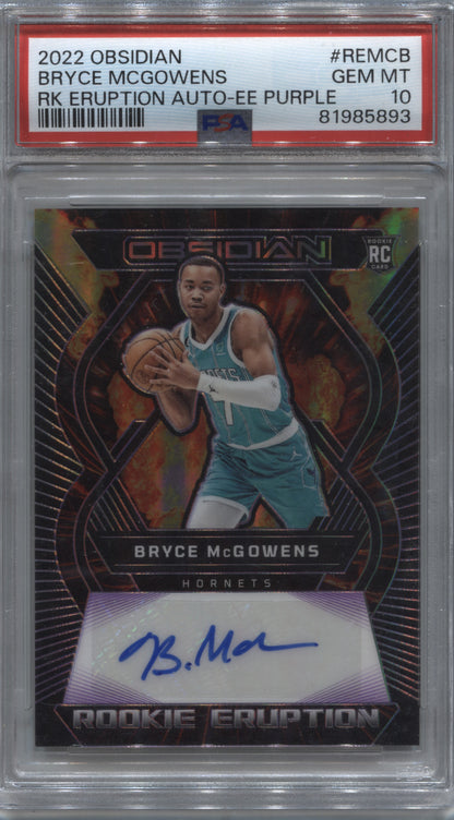 2022-23 Obsidian Bryce McGowens Purple Rookie Auto 01/75 Jersey Match PSA 10