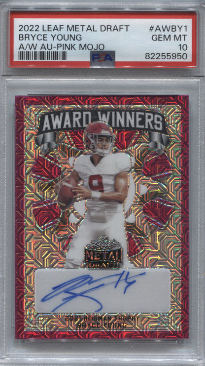 2022 Leaf Metal Draft Bryce Young Award Winners Pink Mojo Auto /7 PSA 10