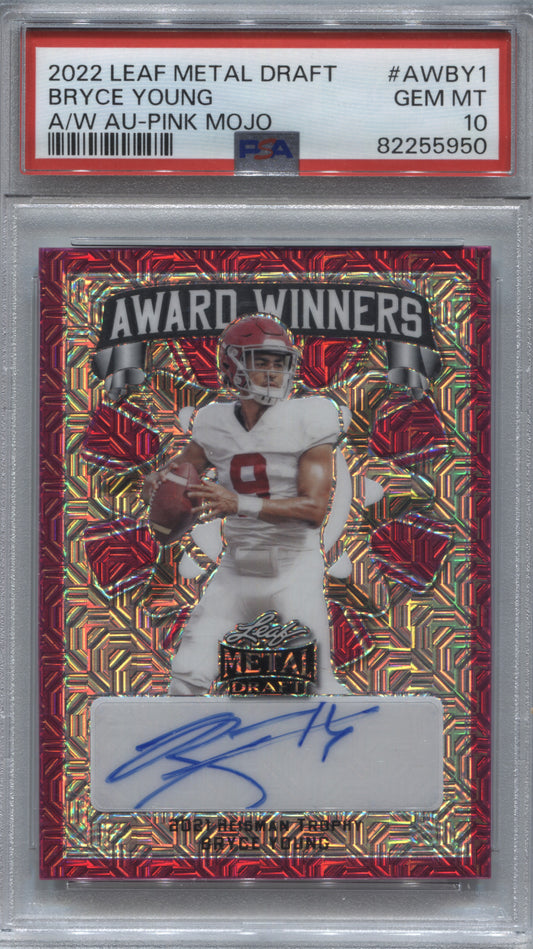 2022 Leaf Metal Draft Bryce Young Award Winners Pink Mojo Auto /7 PSA 10