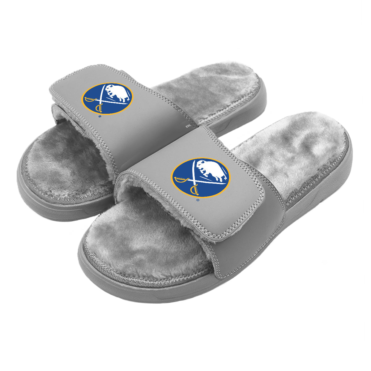 Buffalo Sabres Primary Grey Fur Slides