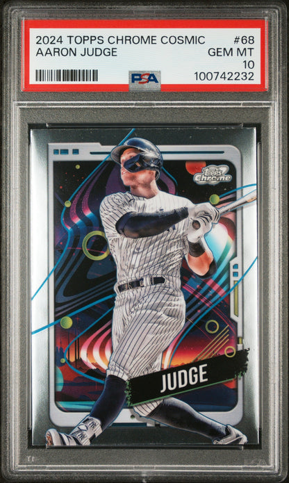Graded 2024 Topps Chrome Cosmic Aaron Judge #68 Baseball Card PSA 10 Gem Mint