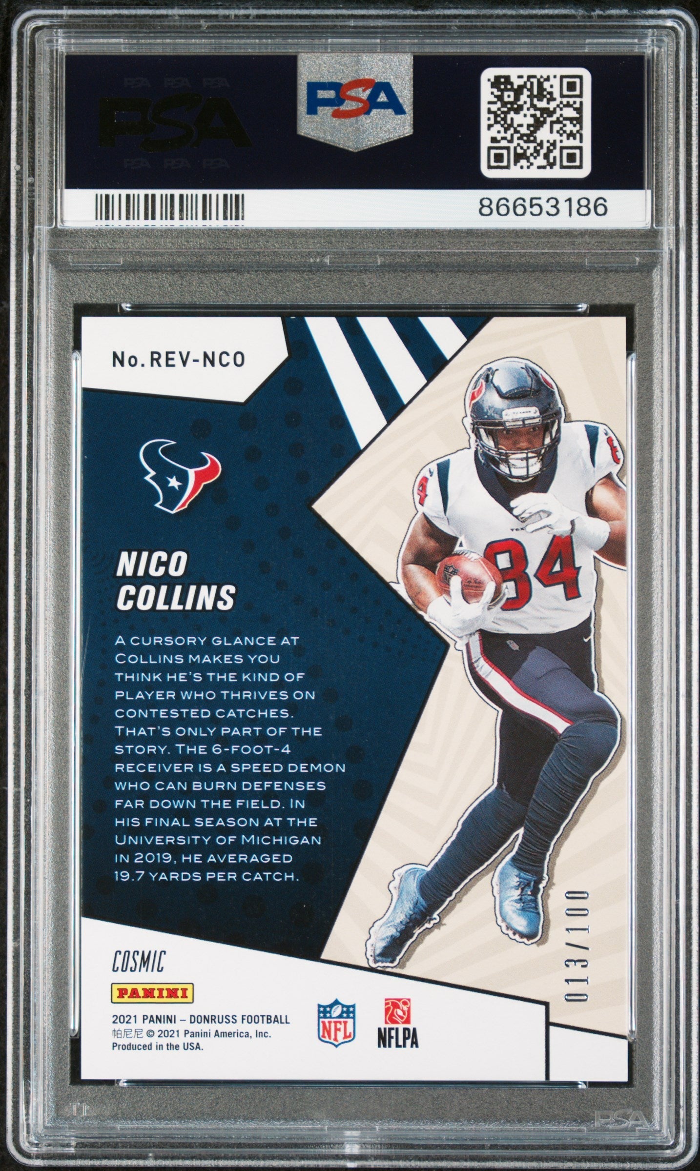 Graded 2021 Panini Donruss Nico Collins #REVNCO Rookie Revolution #/100 Rookie RC Football Card PSA 10 Gem Mint