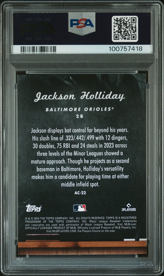 Graded 2024 Topps Update Jackson Holliday #AC22 All Class Rookie RC Baseball Card PSA 10 Gem Mint