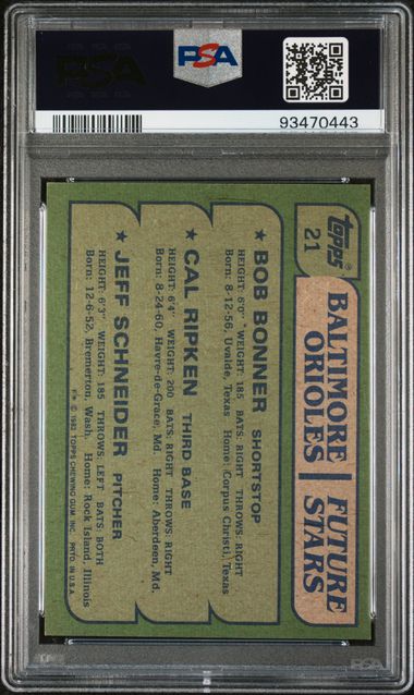 Graded 1982 Topps Cal Ripken Jr. #21 Rookie RC Baseball Card PSA 7 NM