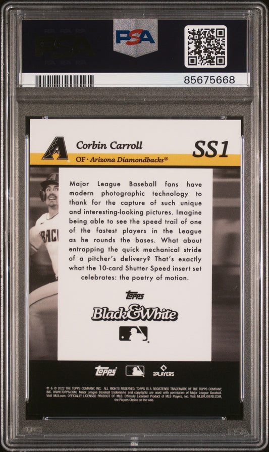 Graded 2023 Topps Black & White Corbin Carroll #SS1 Shutter Speed Rookie RC Baseball Card PSA 10 Gem Mint