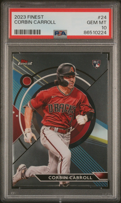 Graded 2023 Topps Finest Corbin Carroll #23 Rookie RC Baseball Card PSA 10 Gem Mint