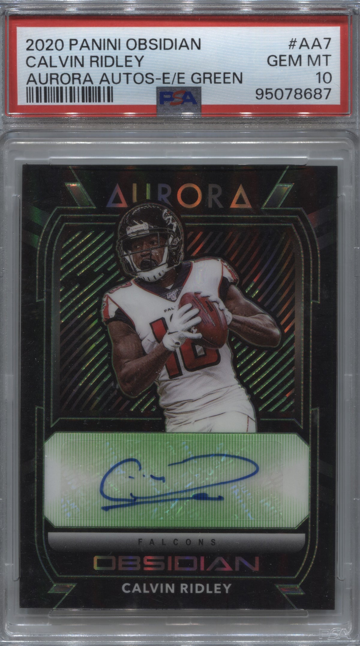 2020 Panini Obsidian Calvin Ridley Aurora Auto Green /25 PSA 10