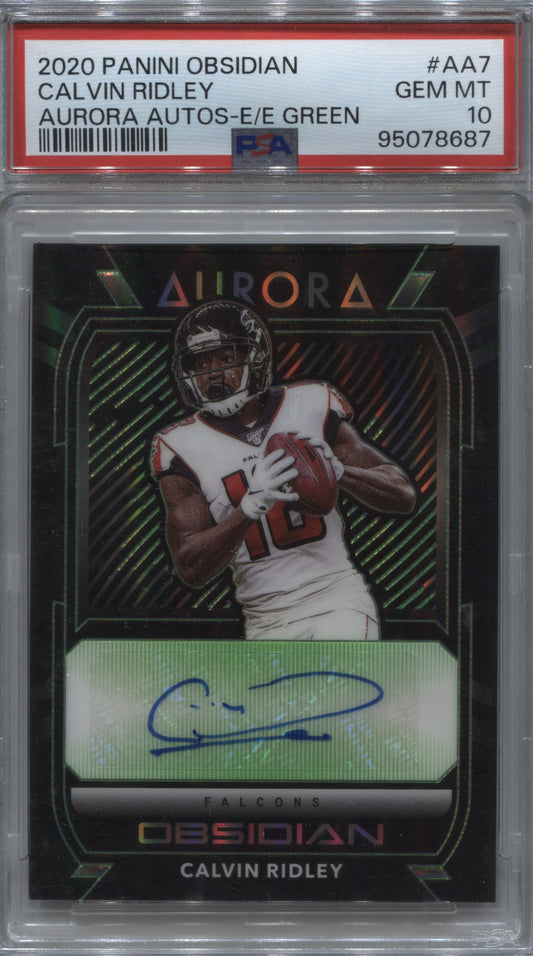 2020 Panini Obsidian Calvin Ridley Aurora Auto Green /25 PSA 10