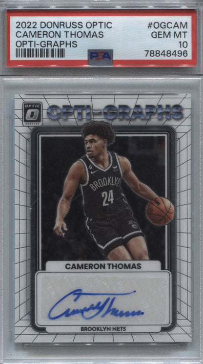 2022-23 Donruss Optic Cameron Thomas Opti-Graphs Auto /99 #OG-CAM PSA 10