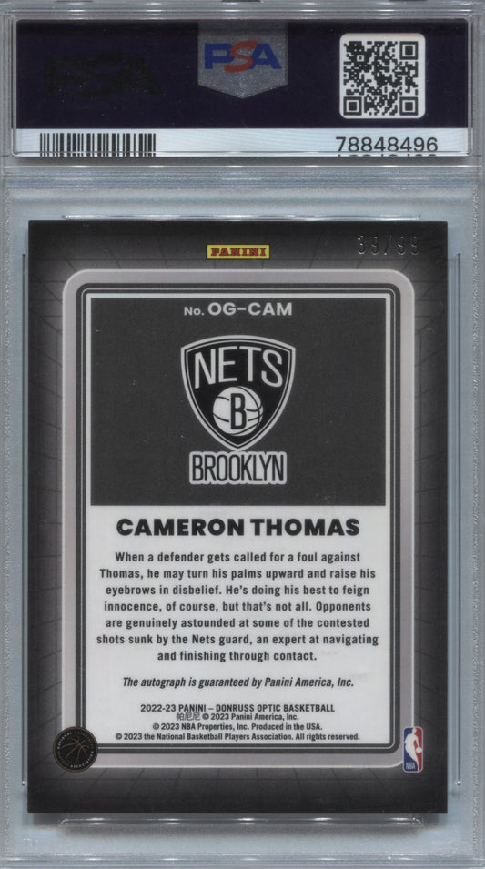 2022-23 Donruss Optic Cameron Thomas Opti-Graphs Auto /99 #OG-CAM PSA 10