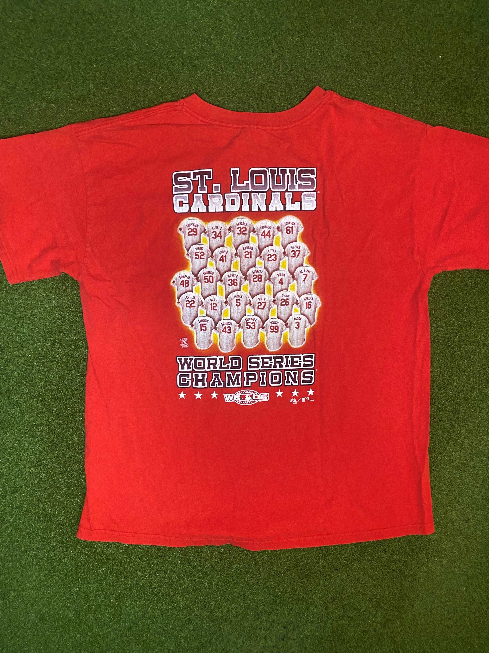 2006 St. Louis Cardinals - World Series Champions - Double Sided - Vintage MLB Tee Shirt (Large)