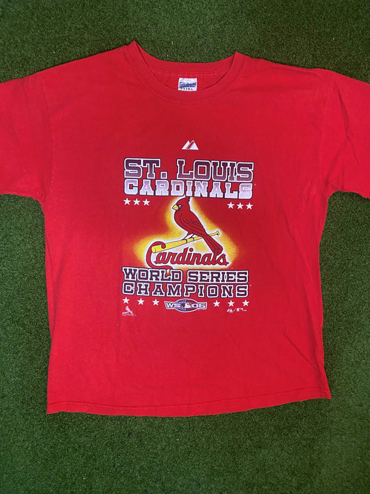 2006 St. Louis Cardinals - World Series Champions - Double Sided - Vintage MLB Tee Shirt (Large) - Gametime Vintage