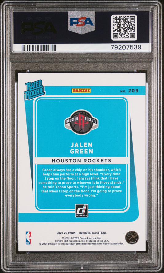 Graded 2021 Panini Donruss Jalen Green #209 Holo Orange Laser Rookie RC Basketball Card PSA 10 Gem Mint