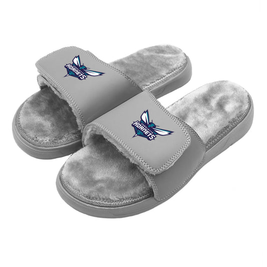Charlotte Hornets Primary Grey Fur Slides