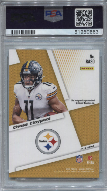 2020 Panini Mosaic Chase Claypool Rookie Autographs Mosaic PSA 10 Steelers RA20